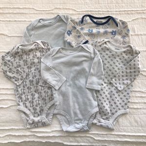 Bundle Baby Boy Long Sleeve Bodysuits 3-6 Months